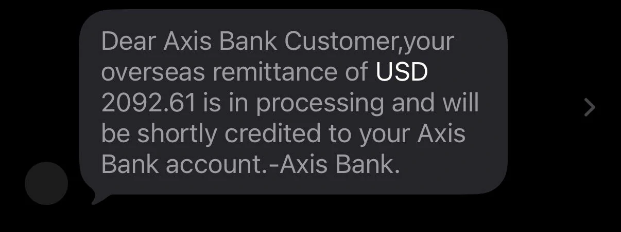 Axis Bank overseas remittance SMS 5